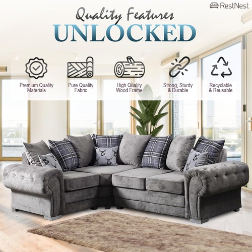 Corner sofa grey - woven, fabric