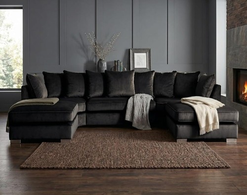 Black plush shape corner - black, u